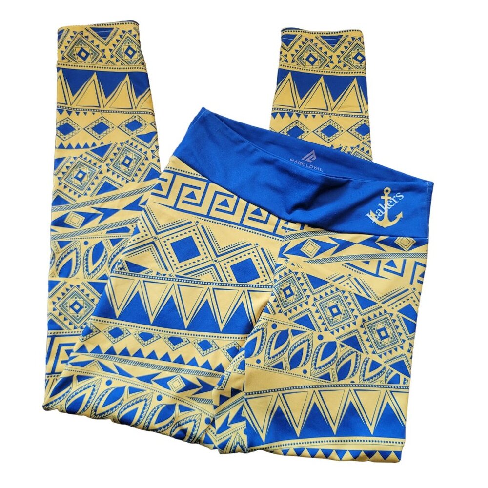 Lakers Leggings Made Loyal Yellow and Blue Woman's Size Medium Jj3457